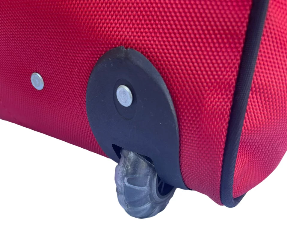 Rolling Duffel Bags 2x 28" Large Adjustable 60 Lb Capacity each with Wheels + Shoulder 20" Duffle Bag Set, Upright Rolling Travel Duffle Bag with Multi Pockets Lightweight Luggage (Red)