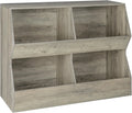JIAH Kids , Toy Storage Organizer, Wooden Toy Storage Cabinet, 4 Cubby Children Bookcase, Toddler Book Toy Shelf for Bedroom, Nursery, Hallway, School, 39.4" Long, Gray Wash