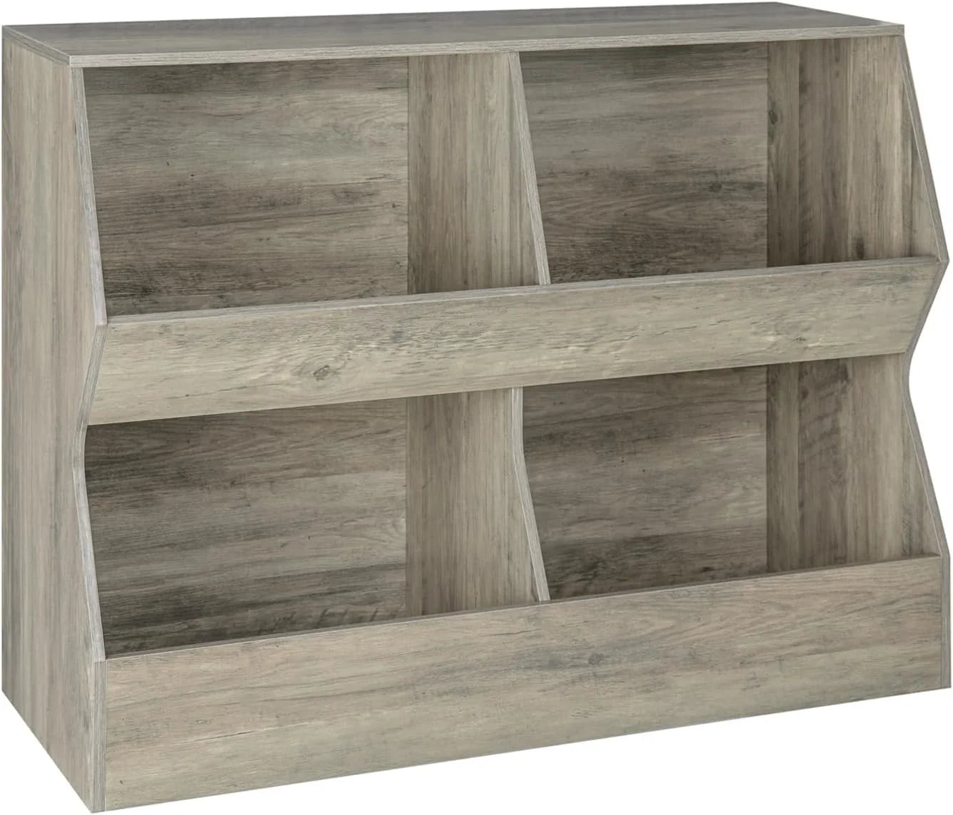 JIAH Kids , Toy Storage Organizer, Wooden Toy Storage Cabinet, 4 Cubby Children Bookcase, Toddler Book Toy Shelf for Bedroom, Nursery, Hallway, School, 39.4" Long, Gray Wash