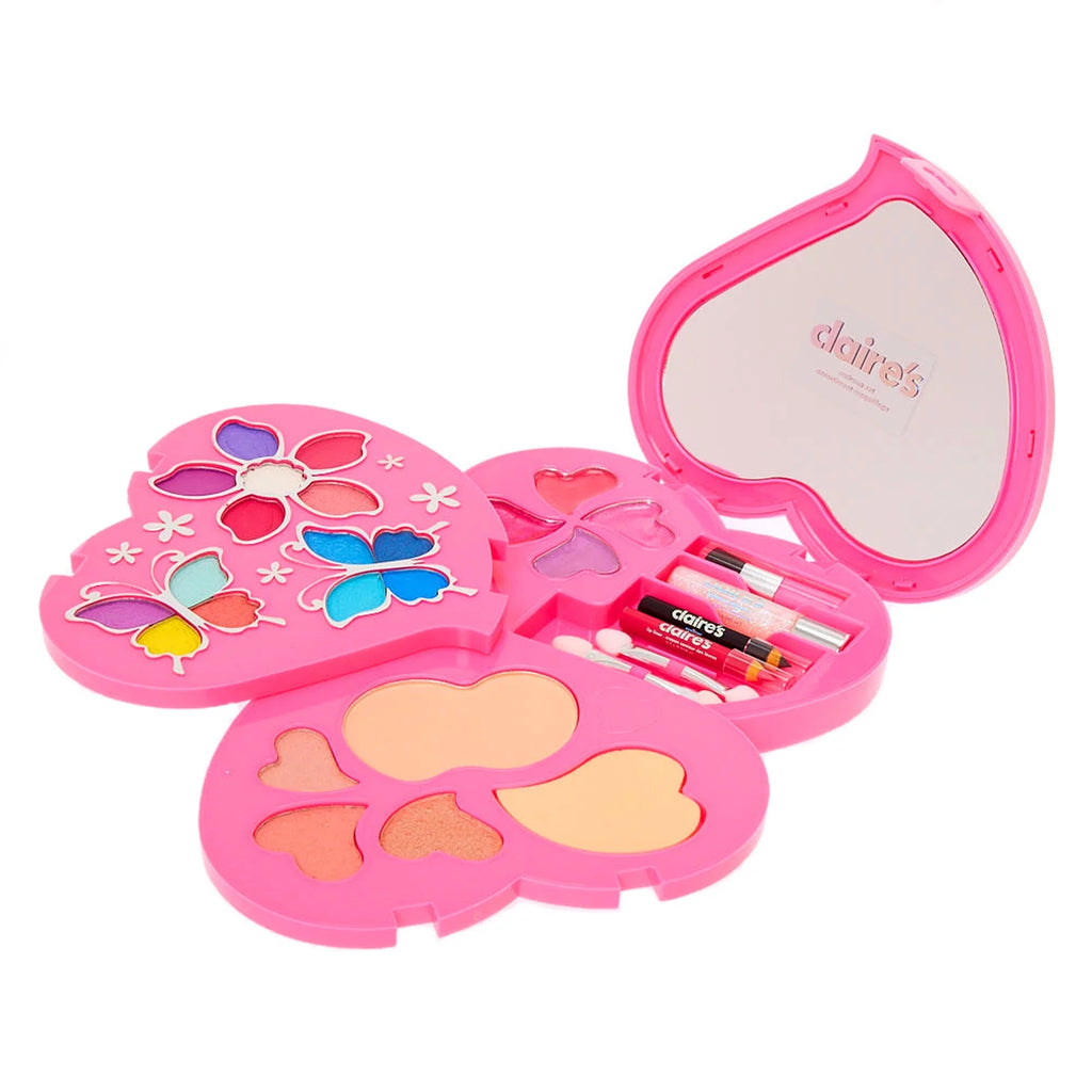 Claire's Pink Heart Shapped Girls Cosmetics Palette, Includes Eyeshadow, Eyeliner, Blush, Lipgloss and Applicators, 57275