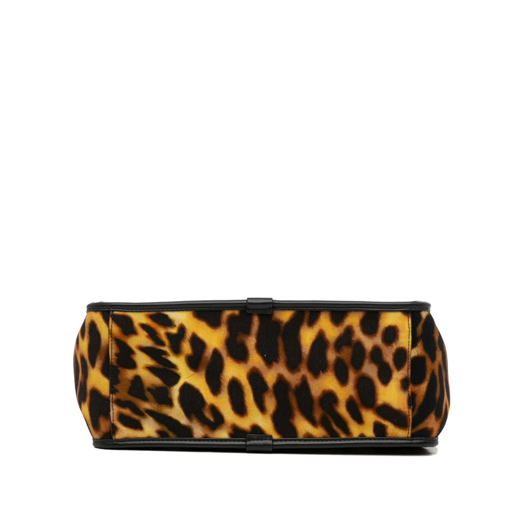 Pre-Owned Authenticated Stella McCartney Animal Print Logo Satchel Canvas Fabric Brown Unisex (Good)
