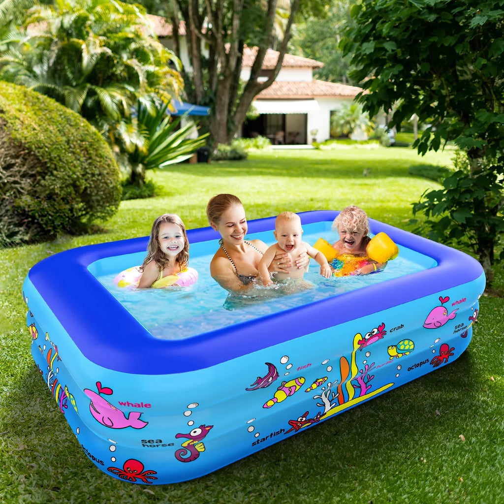 InfLatitudeable Pool 83 * 57 * 26 inch, 3-Story Large Children's Family Lounge Swimming Pool