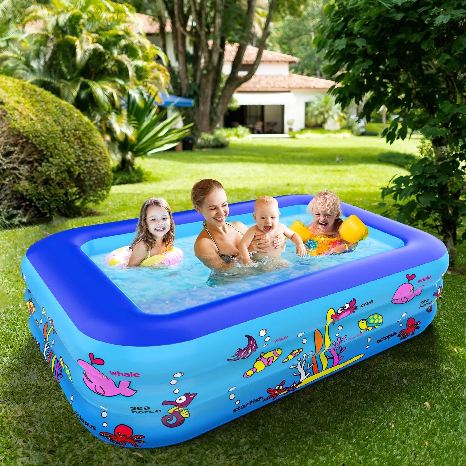 InfLatitudeable Pool 83 * 57 * 26 inch, 3-Story Large Children's Family Lounge Swimming Pool