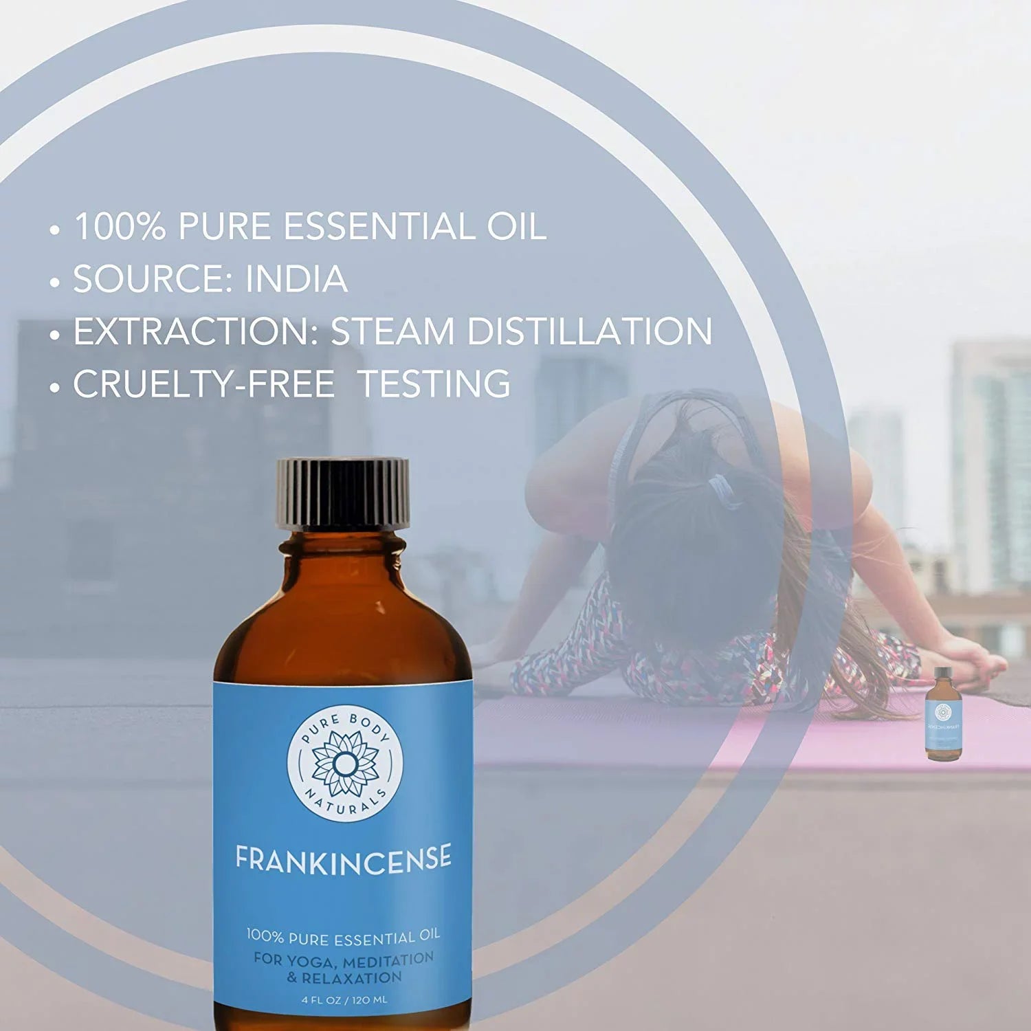 Frankincense Essential Oil for Diffuser and Skin, Stress Relief, Meditation and Yoga, by Pure Body Naturals, 4 Ounce