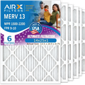 14x25x1 Air Filter MERV 13 Comparable to MPR 1500 - 2200 & FPR 9 Electrostatic Pleated Air Conditioner Filter 6 Pack HVAC AC Premium USA Made 14x25x1 Furnace Filters by AIRX FILTERS WICKED CLEAN AIR.