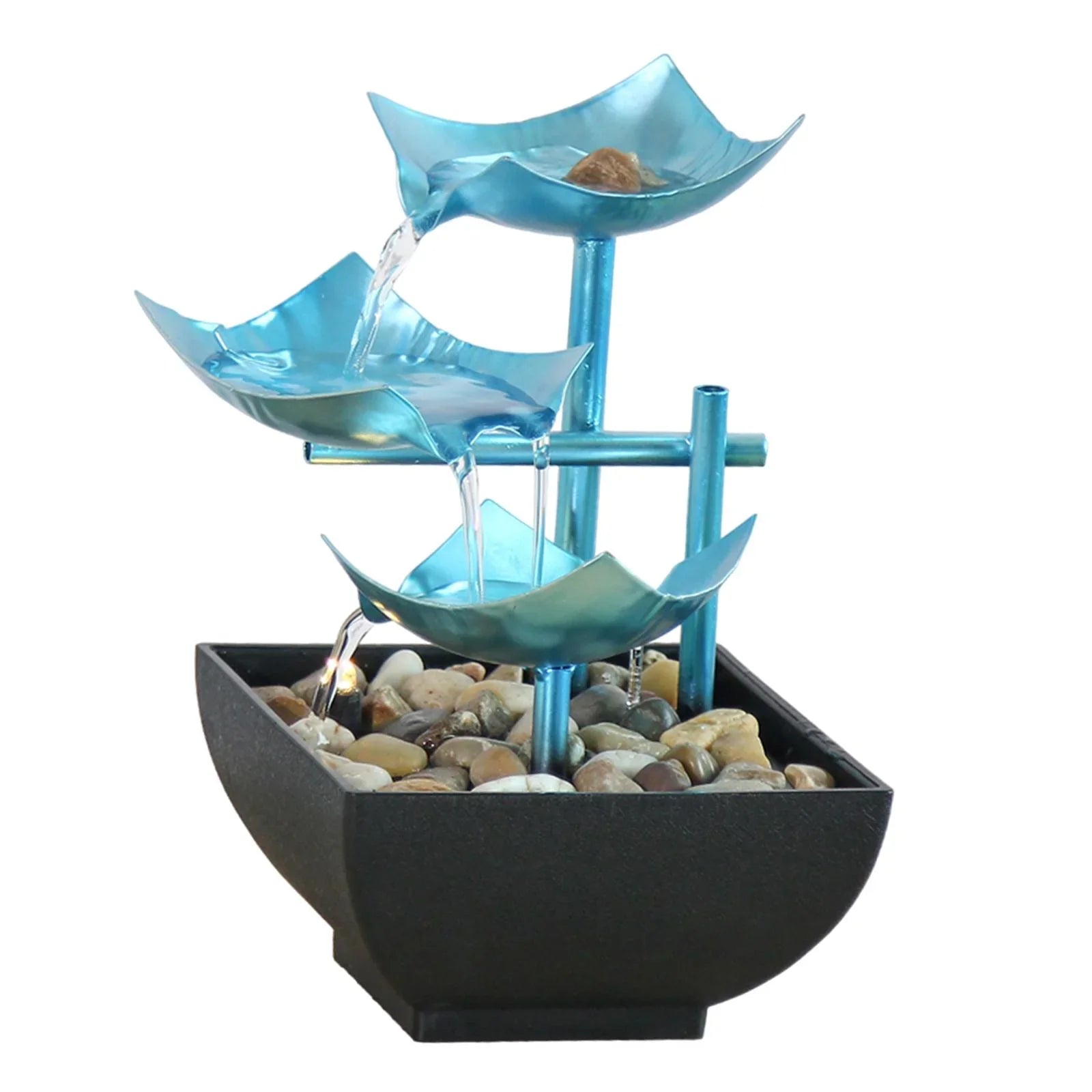 Menolana Indoor Tabletop Fountain Indoor Waterfall Fountain River Rocks Meditation Waterfall 3 Layer Fountain for Bedroom Desktop Living Room