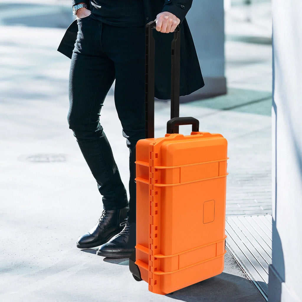 Miumaeov Hard Case with Foam Camera Case 22" Portable Foam Case IP67 Waterproof Box Protective Digital Camera Case Portable Tool Box with Wheels and Retractable Pull Handle