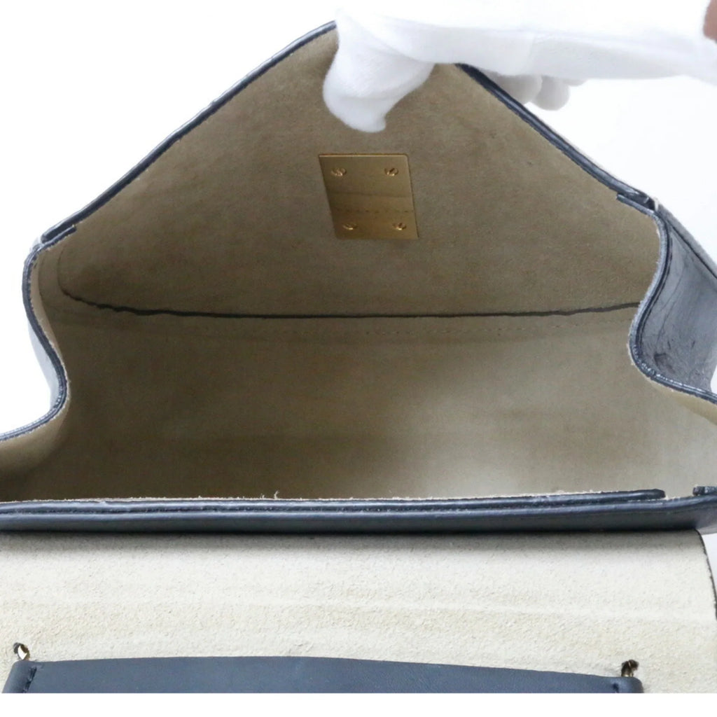 Pre-Owned Chloé Leather Shoulder Bag Beige,Black (Fair)