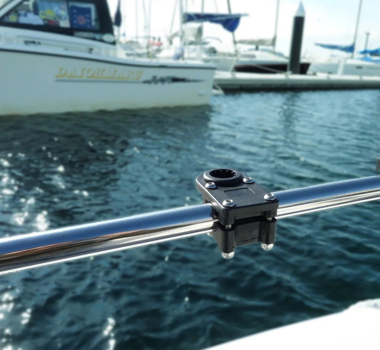 BroCraft Pontoon Boat Rod Holder / Power Lock Adjustable Rod Holder With Square/Rail Mount