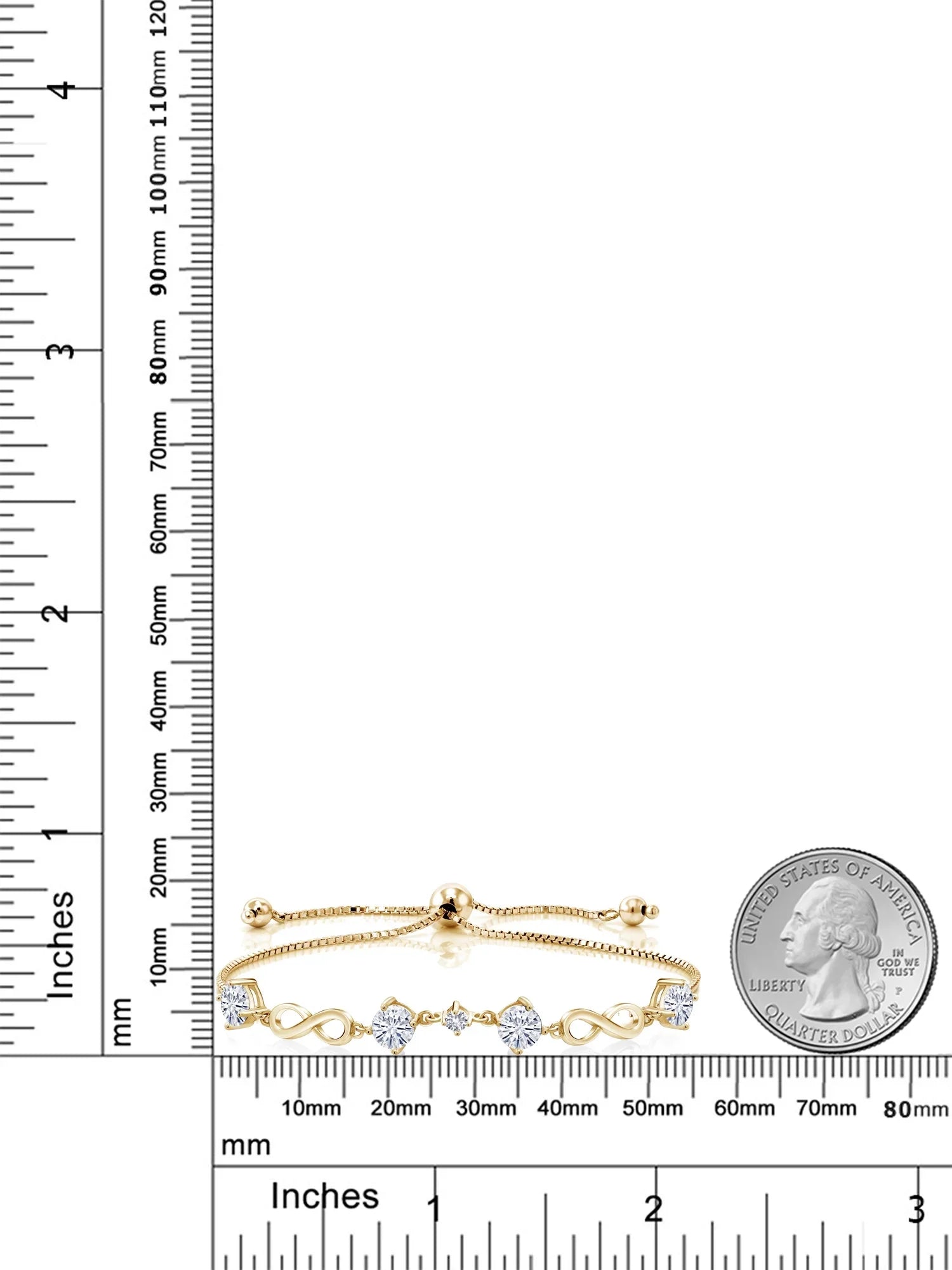 Gem Stone King 18K Yellow Gold PLatitudeed Silver White Created Sapphire Bracelet For Women Set with Moissanite (2.05 Cttw)