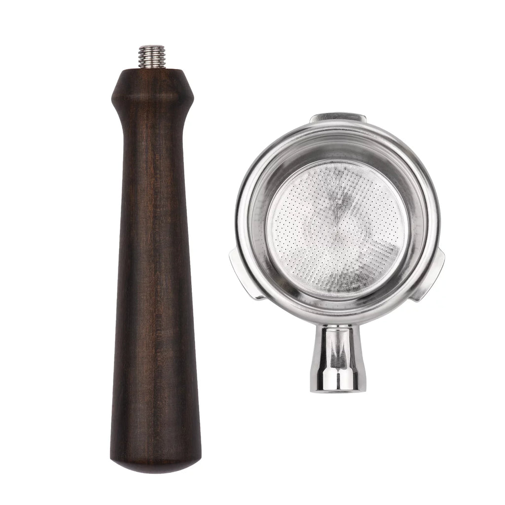 58Mm 3 Ears Stainless Steel Bottomless Naked Portafilter Wooden Coffee Handle Cup Filter Basket Replacement For Barsetto Ba101 Ba102 Calphalon Temp Iq