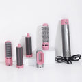 5-in-1 Electric Hair Dryer Brush - Negative Ionic Hair Styler with Detachable Brush Heads - Blow Dryer Brush for Straightening and Automatic Curling Styling, Color: Pink