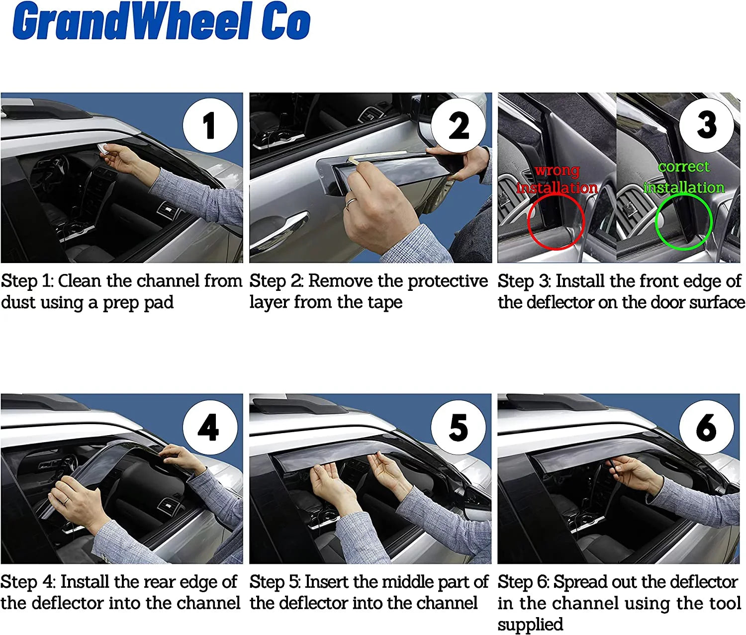 GrandWheel Co Smoke Tinted In-channel Side Window Vent Visor Deflectors Rain Guards Compatible with Toyota Tundra 2007-2021 Double Cab - 4pcs. GW0114