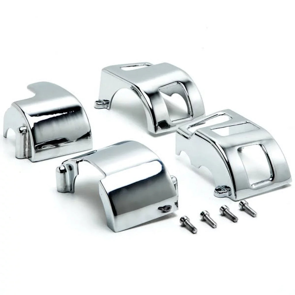Krator  Yamaha Road Star V-Star 650 Kawasaki Vulcan 1500 1600 Custom Handlebar Switch Housing Cover Kit - Chrome