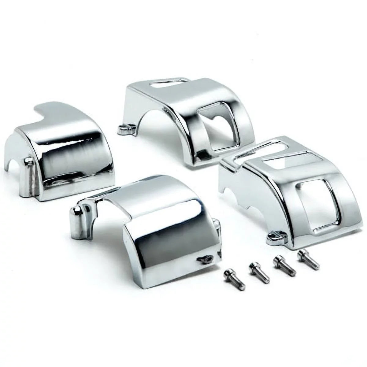 Krator  Yamaha Road Star V-Star 650 Kawasaki Vulcan 1500 1600 Custom Handlebar Switch Housing Cover Kit - Chrome