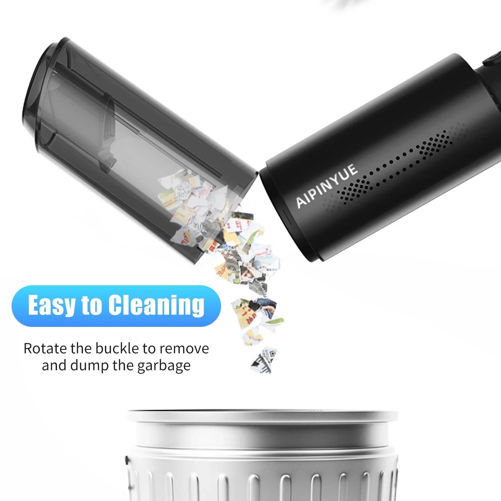 moobody Vacuum Cleaner, 120W Handheld Cleaner, 6000Pa Powerful Suction, USB Powered with HEPA Filter for Cleaning Hair Dust Gravel in Home Office