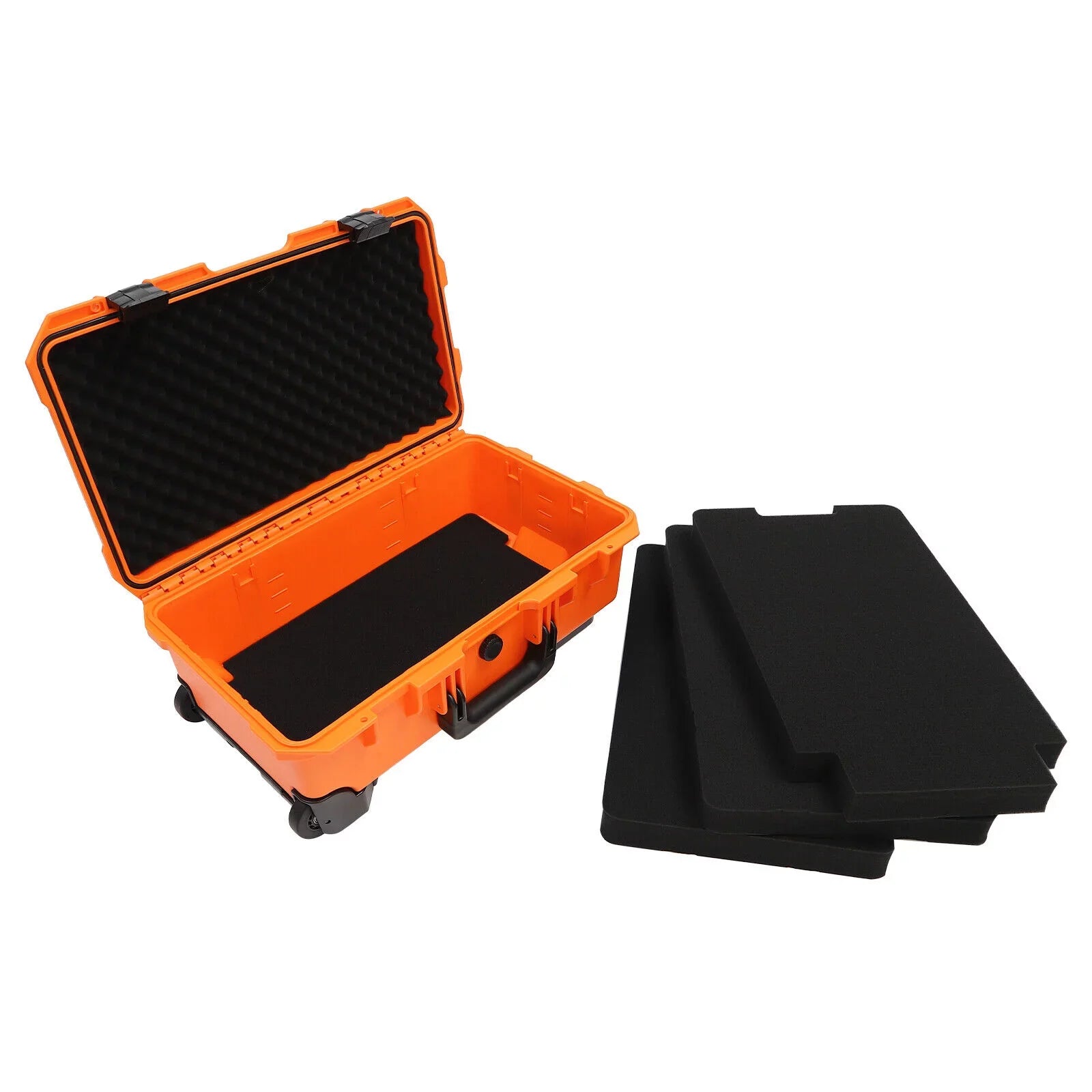Miumaeov Hard Case with Foam Camera Case 22" Portable Foam Case IP67 Waterproof Box Protective Digital Camera Case Portable Tool Box with Wheels and Retractable Pull Handle