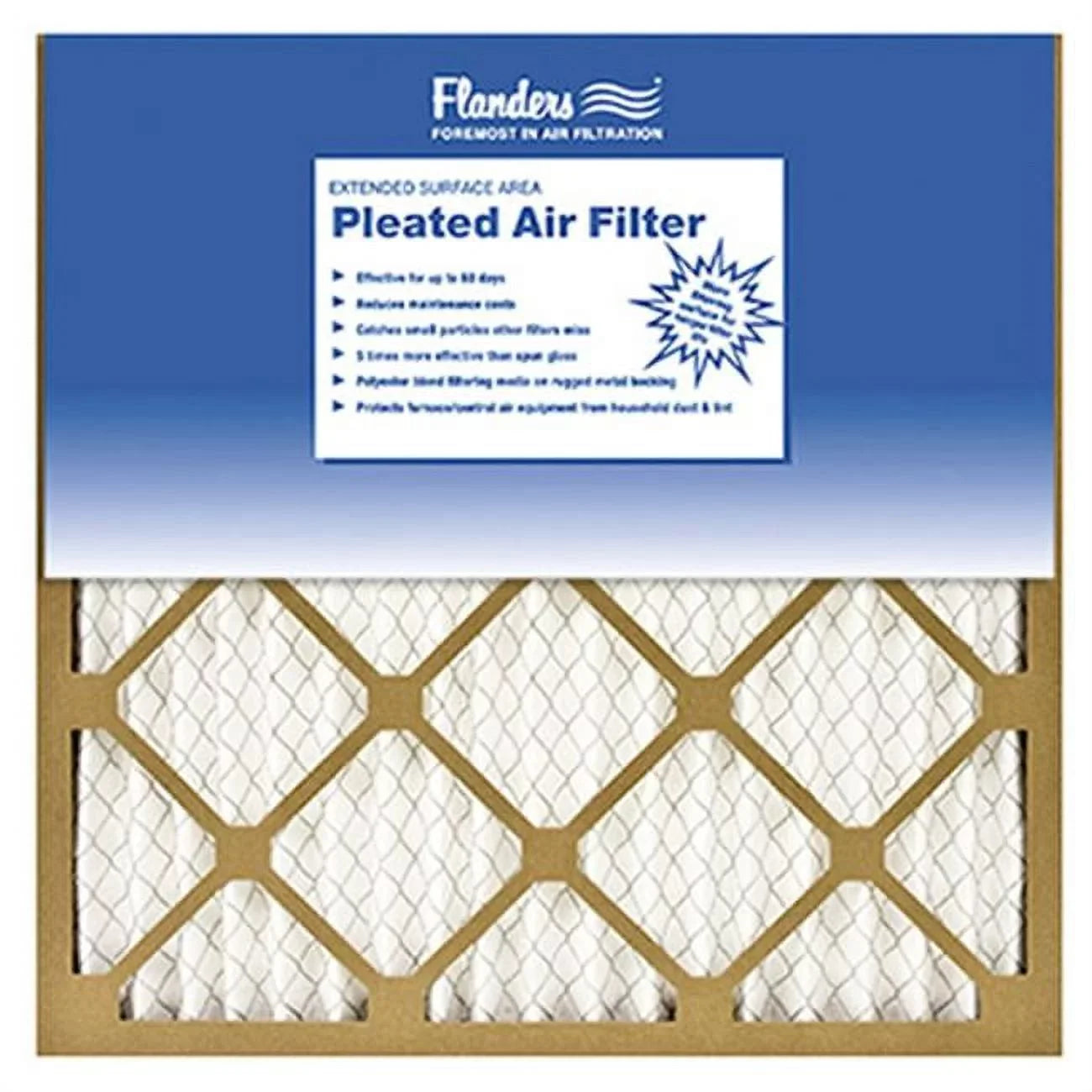 Flanders 81555.011425 14 x 25 in. Basic Pleated Air Filter Kraft Frame With Wirebacked Media - Pack Of 12