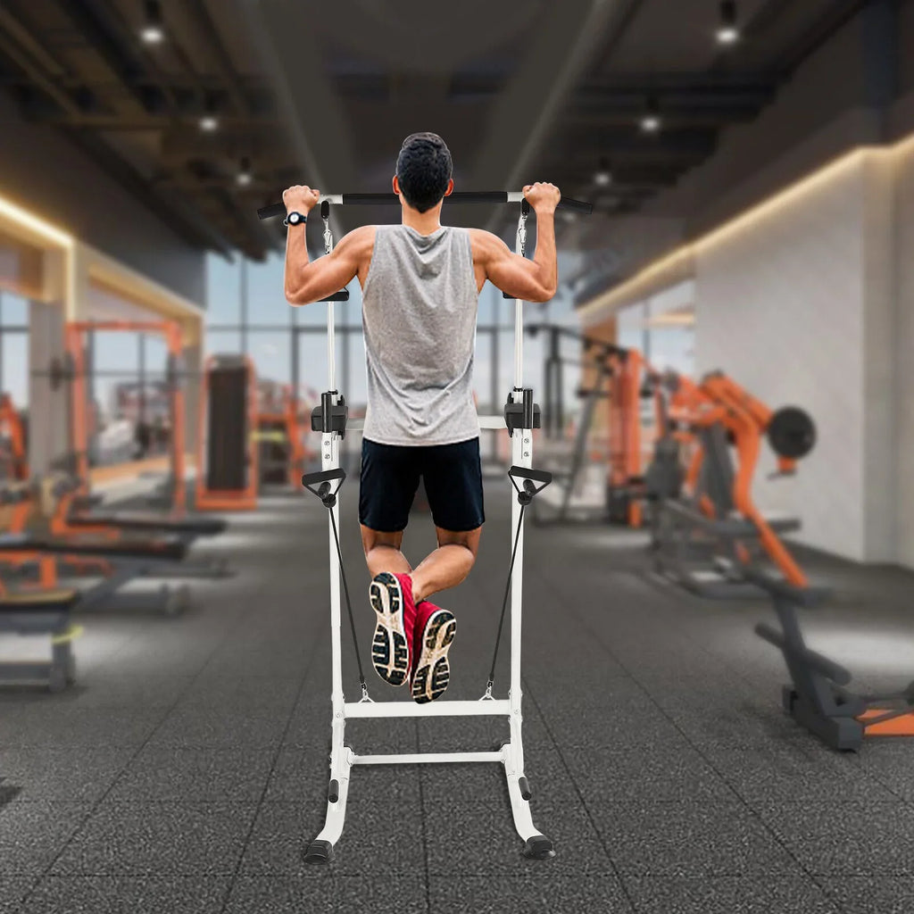Home Gym Power Tower Dip Station Chin Up Bar Power Tower Pull Push Home Gym Black Adjustable Height