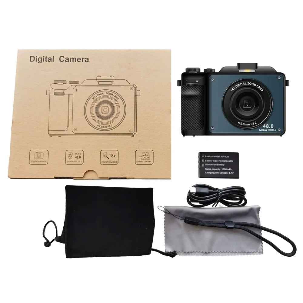 Spirastell Digital Camera,Battery Camera Mount 48MP Dual Lenses Portable Camera 4K Auto Mount 1/4in 48MP 4K Video Camera Dual Lenses 18X  Dete Lanya QISUO camera 3.0-inch Festival