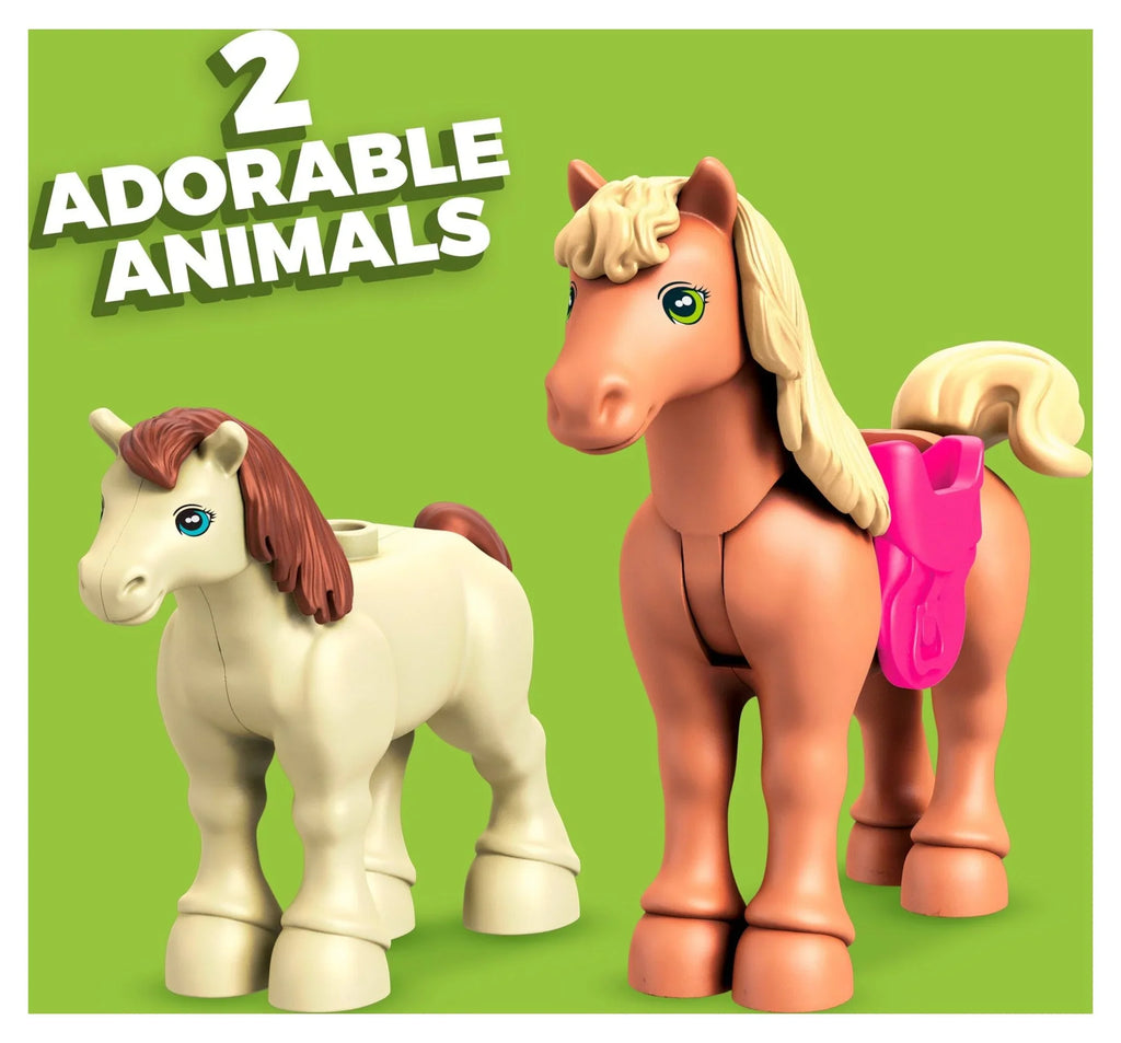 MEGA Barbie Building Toy Kit Horse Jumping with 1 Micro-Doll and Horses (73 Pieces)