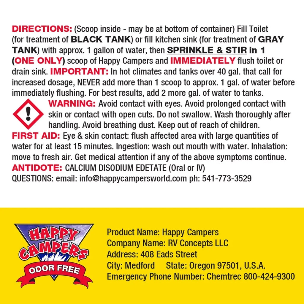 Happy Campers RV Holding Tank Deodorizer Treatment - 64 treatments