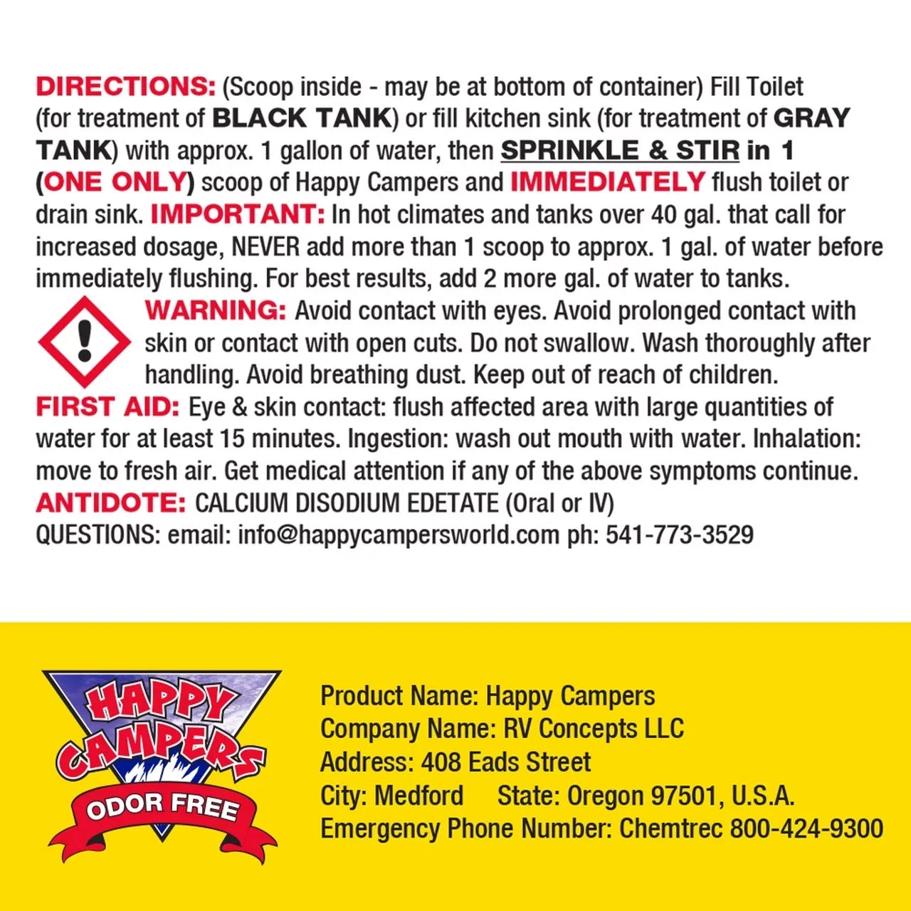 Happy Campers RV Holding Tank Deodorizer Treatment - 64 treatments
