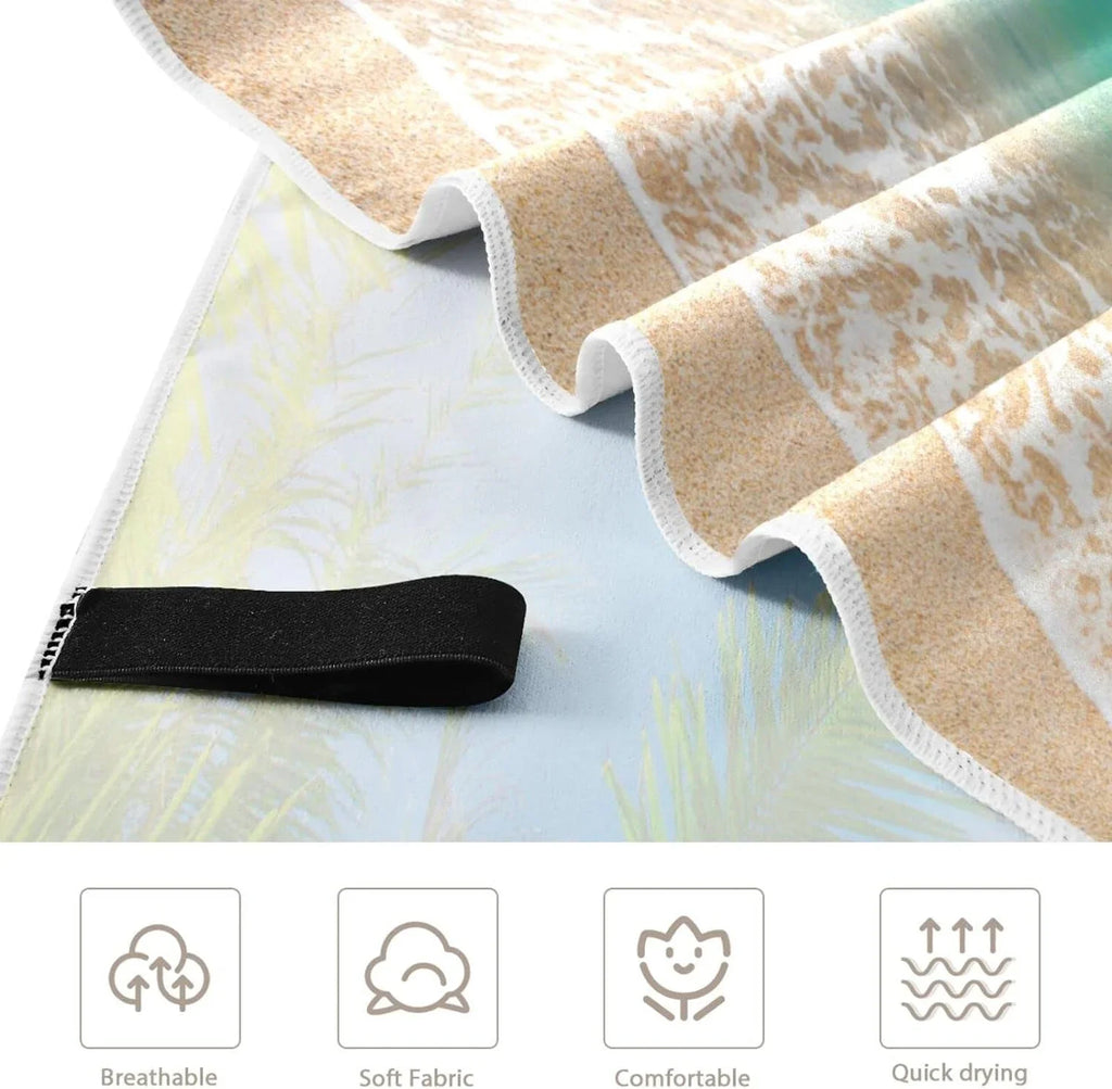 Bestwell Summer Tropical Palm Beach Beach Towel Oversized Towel Blanket, Thin Lightweight Microfiber Sand Free Quick Dry Towel, 30”X60” Multipurpose Pool Bath Yoga Swim Shower Towel