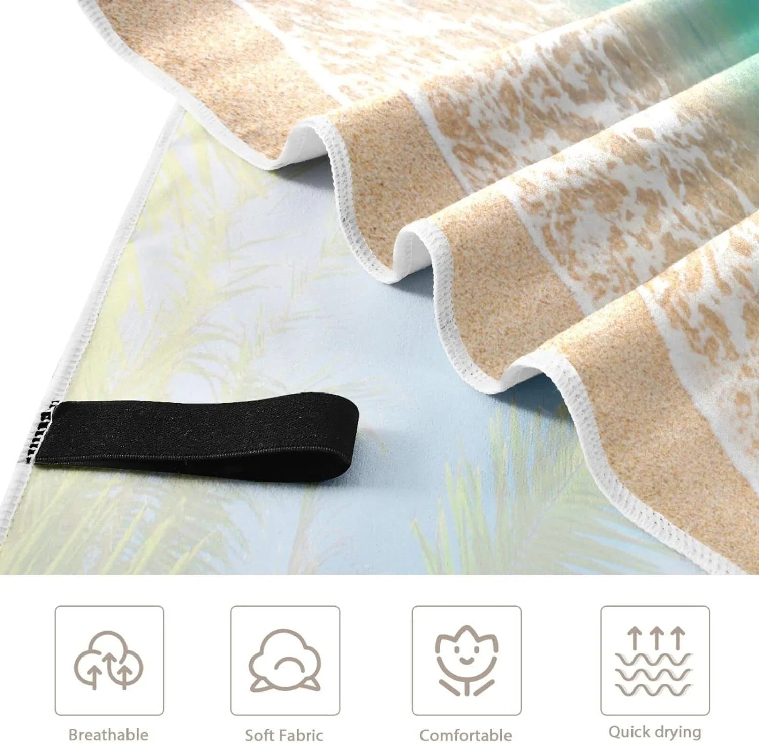 Bestwell Summer Tropical Palm Beach Beach Towel Oversized Towel Blanket, Thin Lightweight Microfiber Sand Free Quick Dry Towel, 30”X60” Multipurpose Pool Bath Yoga Swim Shower Towel