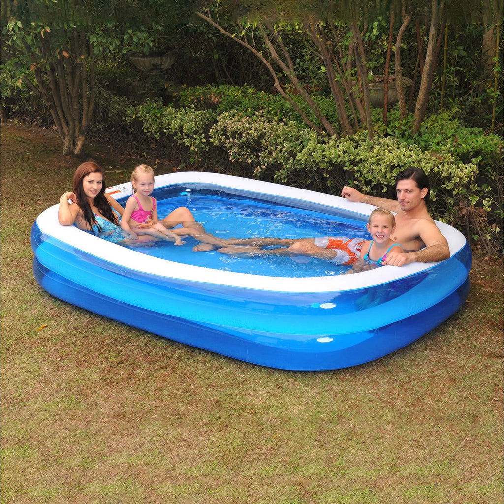6.5' Blue and White InfLatitudeable Rectangular Swimming Pool