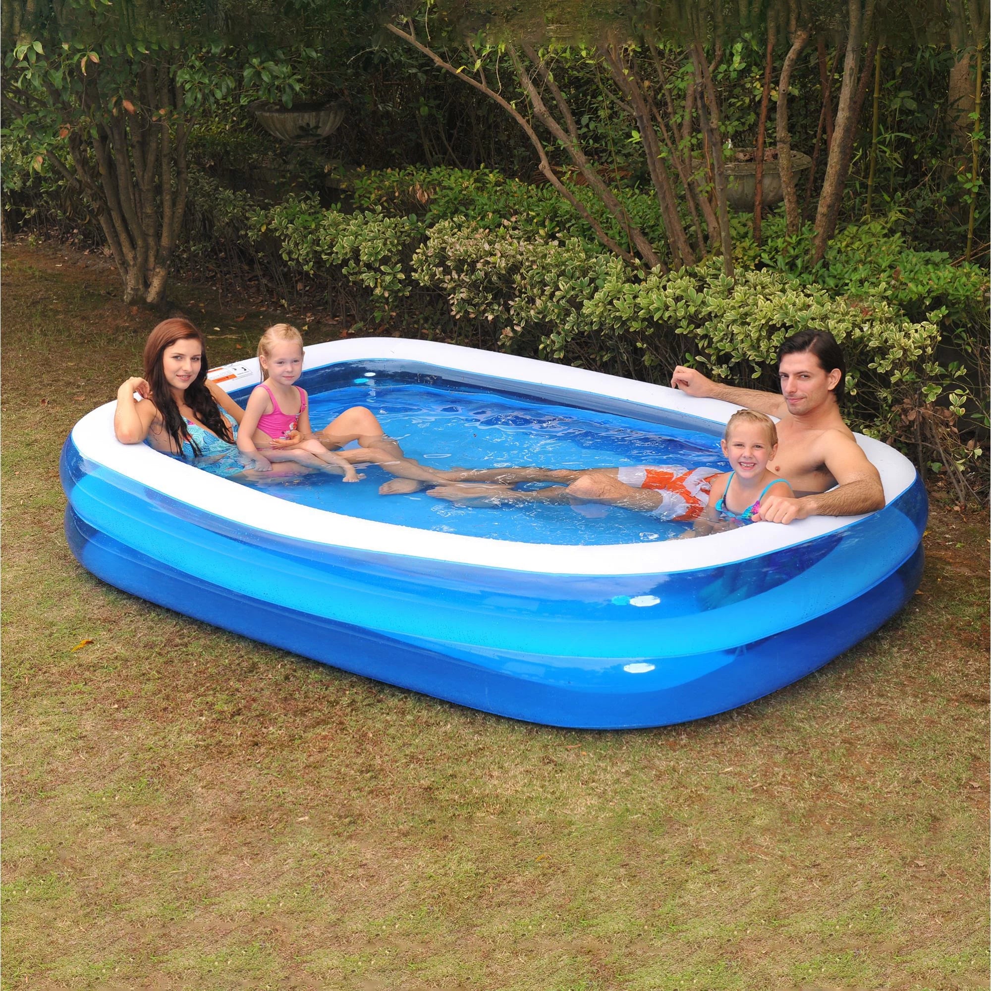 6.5' Blue and White InfLatitudeable Rectangular Swimming Pool