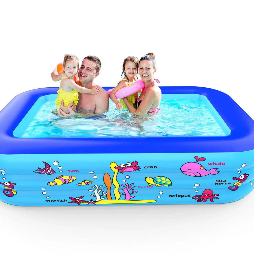 InfLatitudeable Pool 83 * 57 * 26 inch, 3-Story Large Children's Family Lounge Swimming Pool