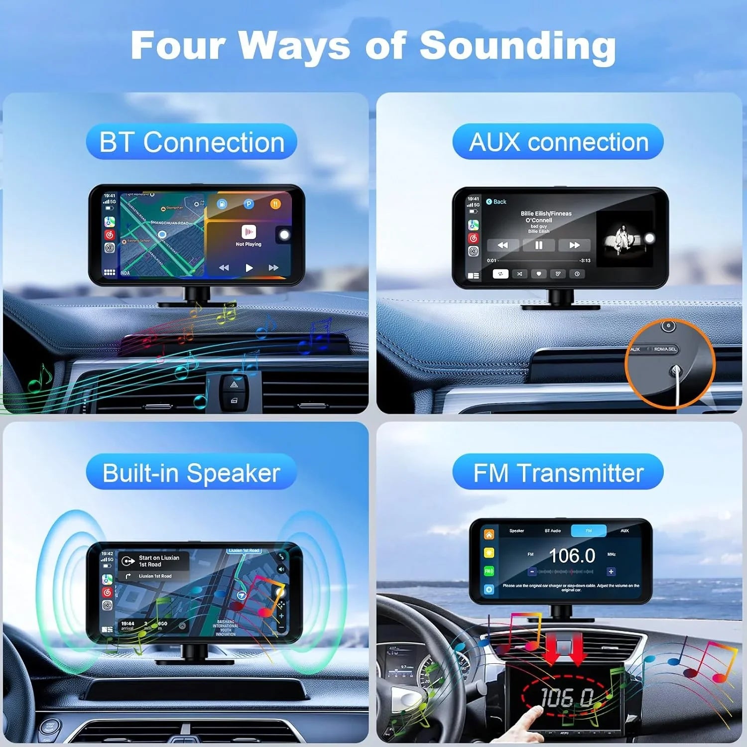 VVCAR MC25 Wireless CarPlay with 4K Dash Cam Front 6.25" Touch Screen Android Auto, Car Stereo with AirPlay GPS Navigation FM/BT/AUX