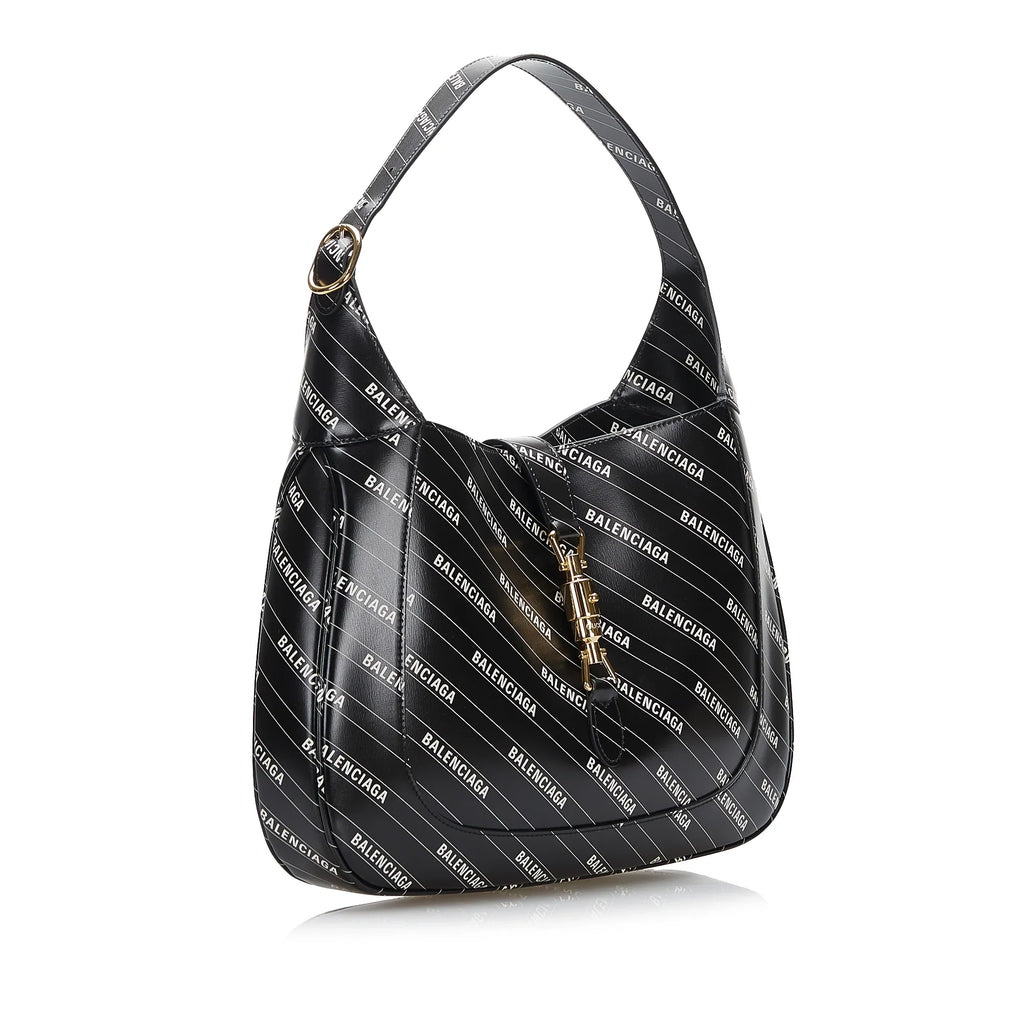 Pre-Owned Authenticated Gucci Hacker Project Jackie 1961 Calf Leather Black Satchel Unisex (Good)
