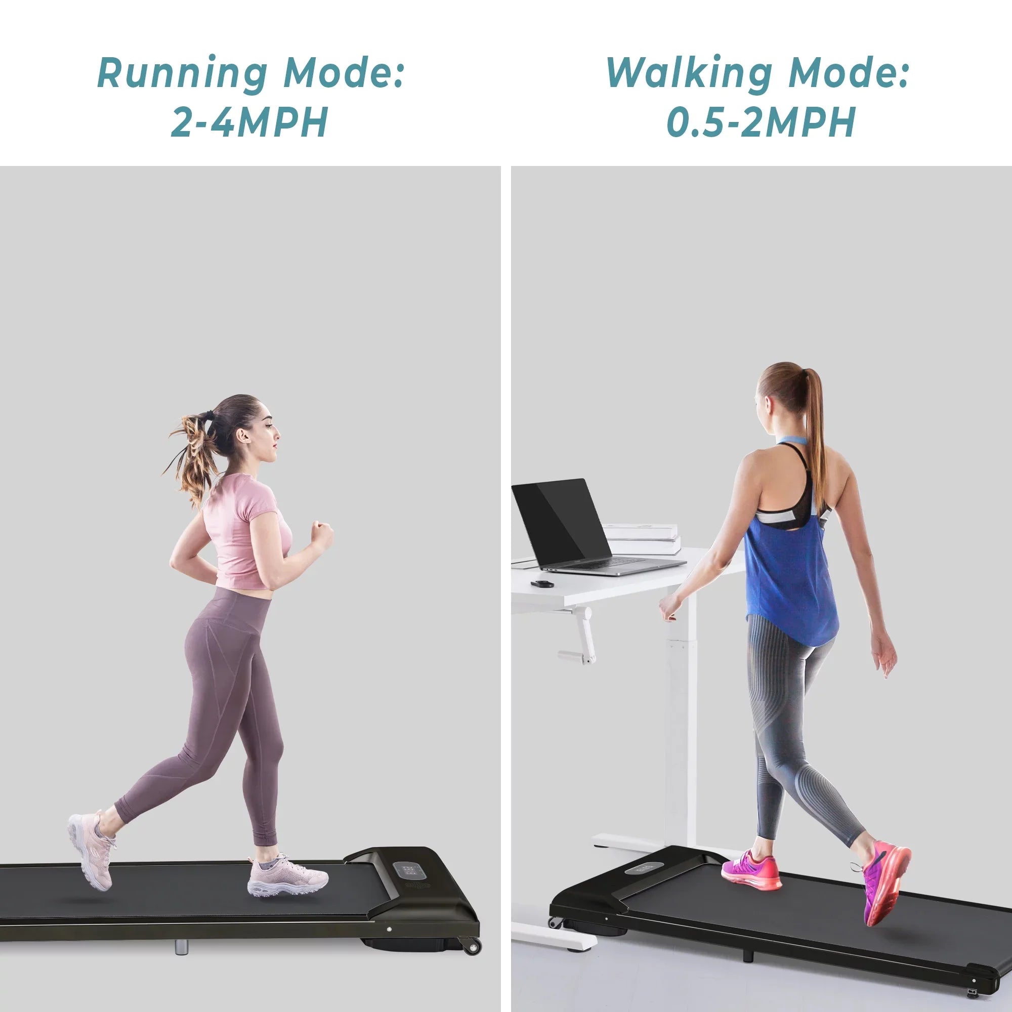 Walking Pad Treadmill, BTMWAY Ultra-Quiet Under Desk Treadmill for Home Office Gym Use, 2.5 Electric Treadmill with Bluetooth APP/speaker/Remote Control/Display, 2 in 1 Portable Walking Pad