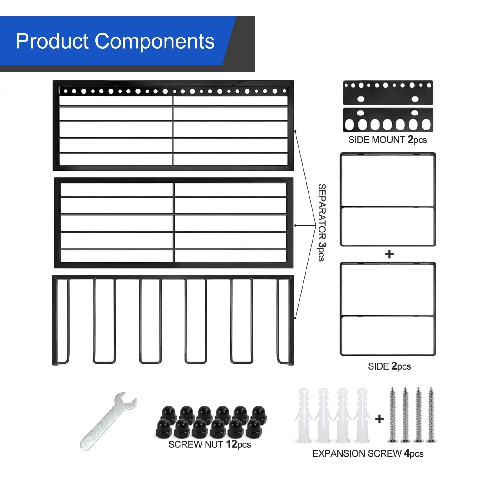 Power Tool Rack Organizer/Drill Tool Holder/Wall Mounted Power Tools Rack/Tool Shelf/Detachable Electric Drill Charging Station Drill