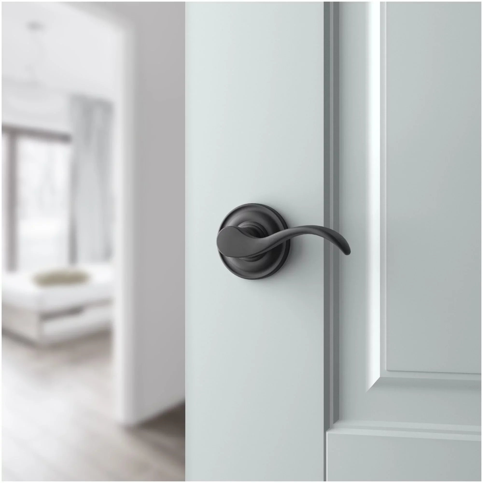 Baldwin Reserve Pvcurtrr003 Privacy Curve Lever Handle And Traditional Round Rose With 6Al Latch And Dual Strike Lifetime Brass Finish Handle