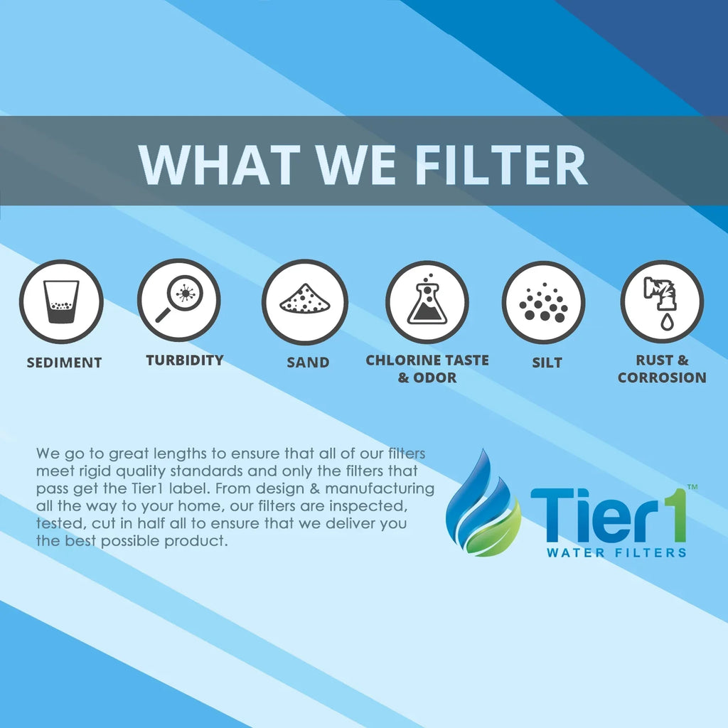 Tier1 5 Micron 10 Inch x 4.5 Inch Sediment Water Filter Replacement Cartridge Kit with 10 inch Big PP Housing and Pressure Release (1 inch Inlet/Outlet) | Compatible with DGD-5005, Home Water Filter