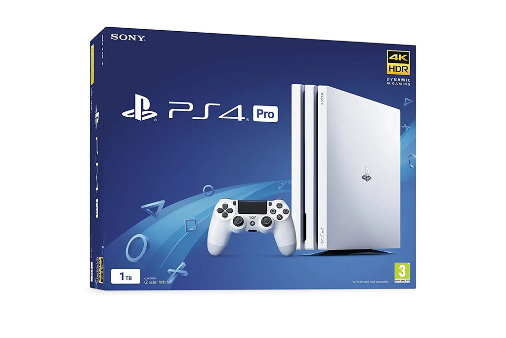 PlayStation 4 Pro 1TB Only White Gaming Console with Gaming Head Set BOLT AXTION Bundle Like New