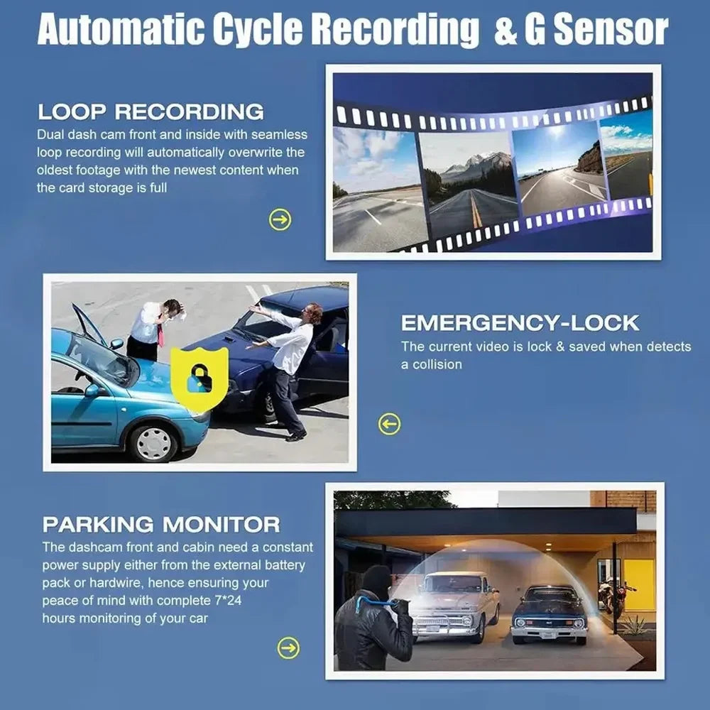 Arealer Dash Camera,Car Camera Mirror Car Dash Cam Rearview Mirror Camera Wifi 3 Cameras Car Rearview Video Wide Car Rear 3 Camera Cam With And Camera Cameras Wide Cameras Wide Clear Buzhi Cam Rear 3