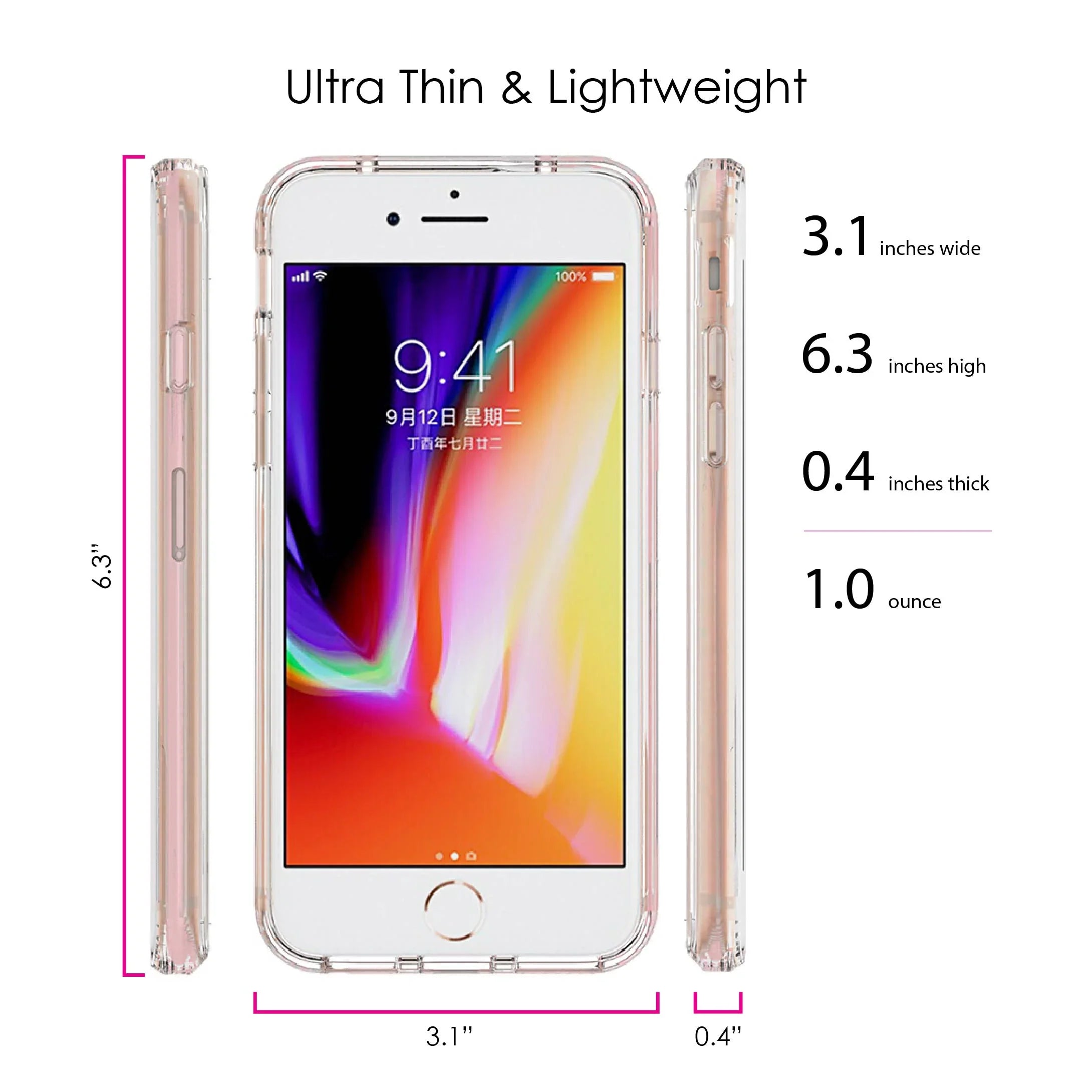 DistinctInk Clear Shockproof Hybrid Case for iPhone 7 PLUS / 8 PLUS (5.5" Screen) TPU Bumper Acrylic Back Tempered Glass Screen Protector - I Go Deep & Wet Wearing My Rubber Scuba Diving