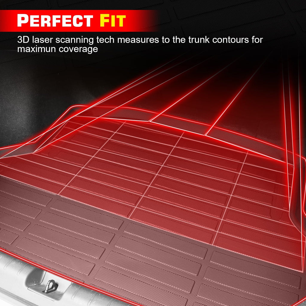Ikon Motorsports Truck Bed Mat Compatible With 2019-2024 Ford Ranger Super Crew Cab 5Ft Short Bed, Black Rear Storage Floor Liner TPE Cargo Guard All Weather 3D Heavy Duty Trunk Flooring Protector