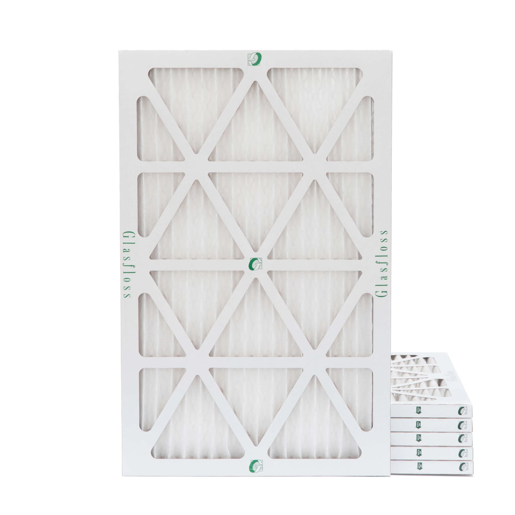 6 Pack of 12x20x1 MERV 10 Pleated Air Filters by Glasfloss. Actual Size: 11-1/2 x 19-1/2 x 7/8