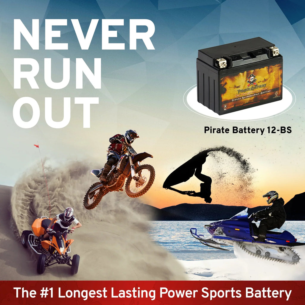Pirate Battery YTX12-BS (12-BS 12 Volt,10 Ah, 180 CCA) Motorcycle Battery for Suzuki 1200cc Gsf1200 S Bandit 1998