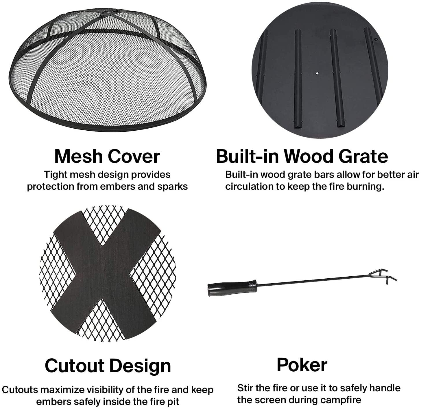 Ambrose Portable Outdoor Campfire Wood Burning Fire Pit And Grill Pit