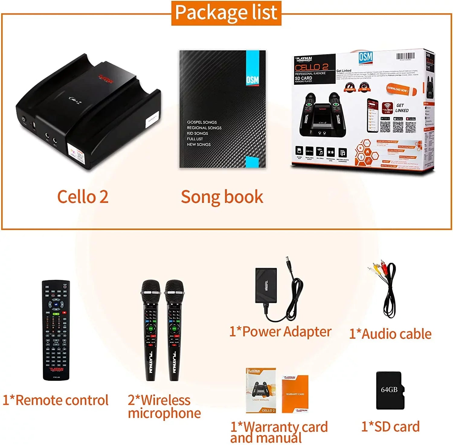 2023 PLatitudeinum Cello2 Karaoke Machine for TV with Lyrics Display Built-in 23K+ Aldult Kids Mixed Language MVs & Songs 2 Upgraded Wireless Mic Digital Video Song Recording