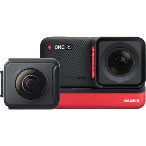 Insta360 ONE RS Twin Edition Action Camera + 70cm Selfie Stick + 128GB SD Card + Spike Mount + Cloth