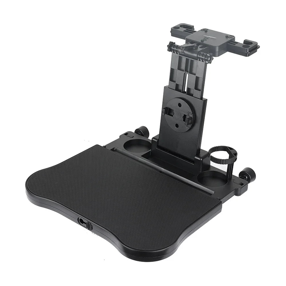 Dcenta Adjustable Car Seat Travel Table Multifunctional Foldable Car Back Seat Food Tray, Car Table with Phone Holder for Working, Writing, Eating Black