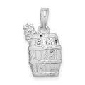 Sterling Silver Polished wine Barrel with Grapes Pendant