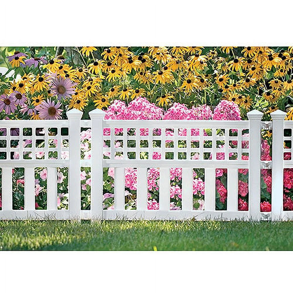 Suncast Outdoor Garden Grand View Fence Border Panels, 3-Pack, White